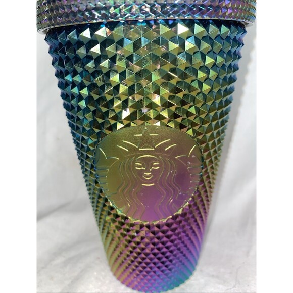 Starbucks Fall 2023 Black PVD Metallic Bling Studded Grande Cup New Lmtd Rnbw - Picture 2 of 6